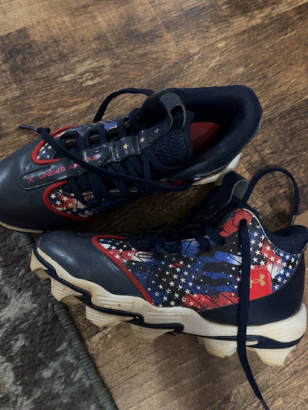 Under Armour Kids Navy, Red & White Star Print Cleats